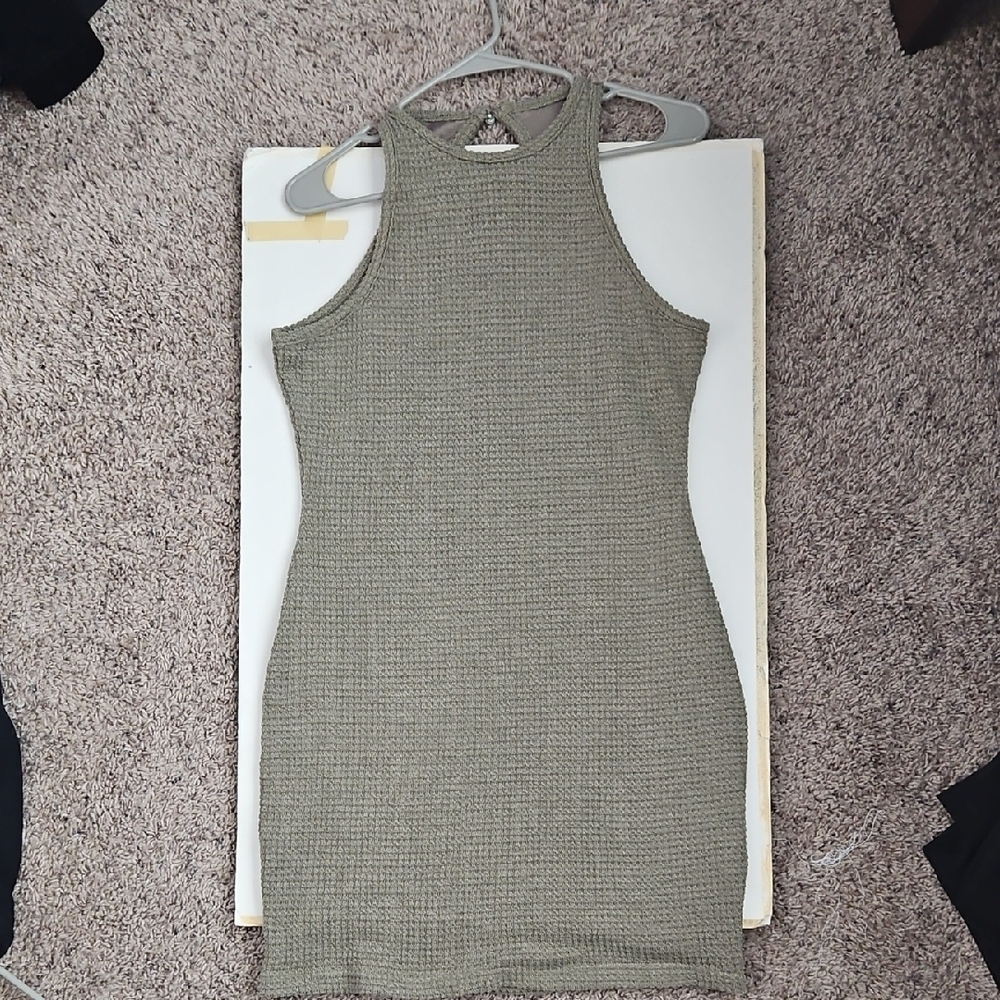 Elegant Olive Green Knit Dress